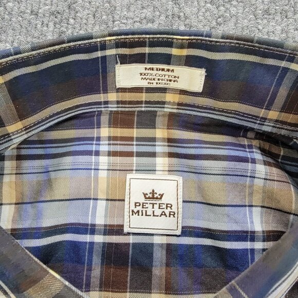 Peter Millar Shirt Mens Medium Plaid Button Up Long Sleeve Preppy Casual - Picture 8 of 10